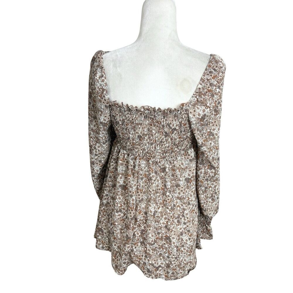 J For Justify Top Womens Size S Brown Floral Ruffled Babydoll Boho ASO Friends - Picture 4 of 12